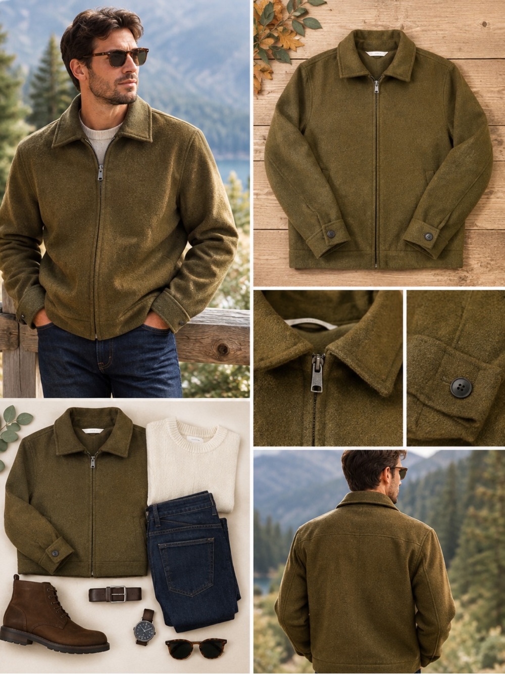 Zara Olive Zip-Up Jacket